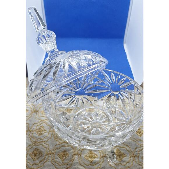 Bavarian Crystal 3-Footed Candy Dish w/Lid- Mint Vintage Condition - Picture 1 of 11